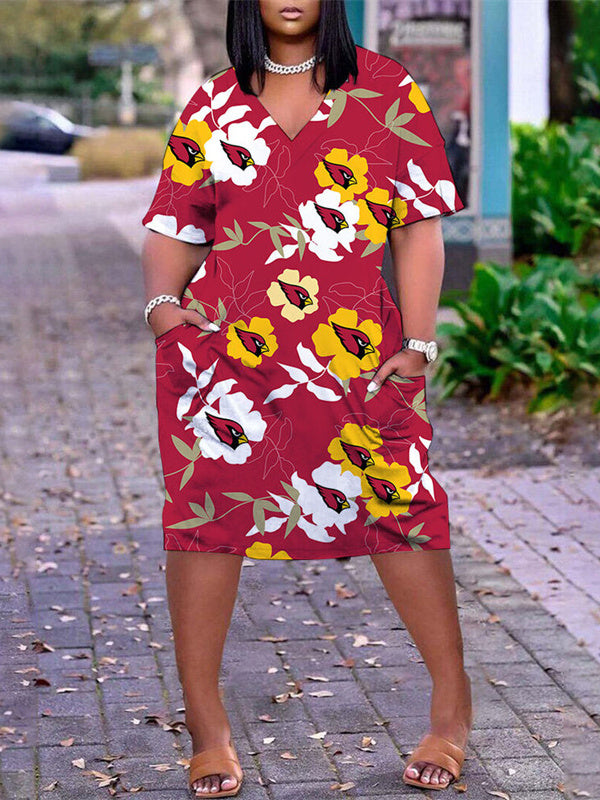 Arizona Cardinals V-neck Casual Pocket Dress Limited Edition AZBTVCPD000242