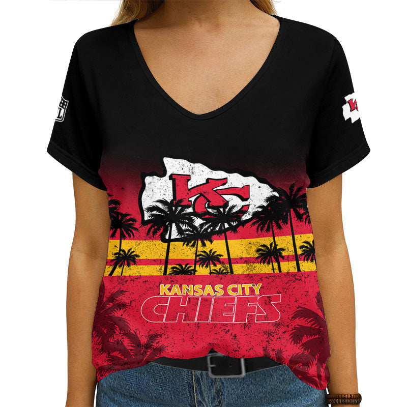 Kansas City Chiefs Personalized V-neck Women T-shirt AGC69