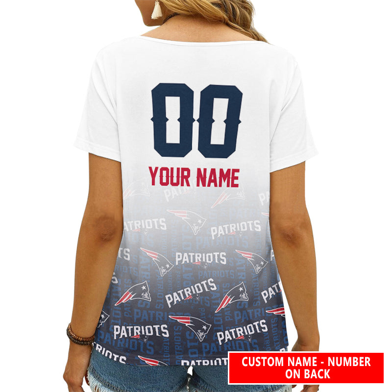 New England Patriots Personalized V-neck Women T-shirt AGC113