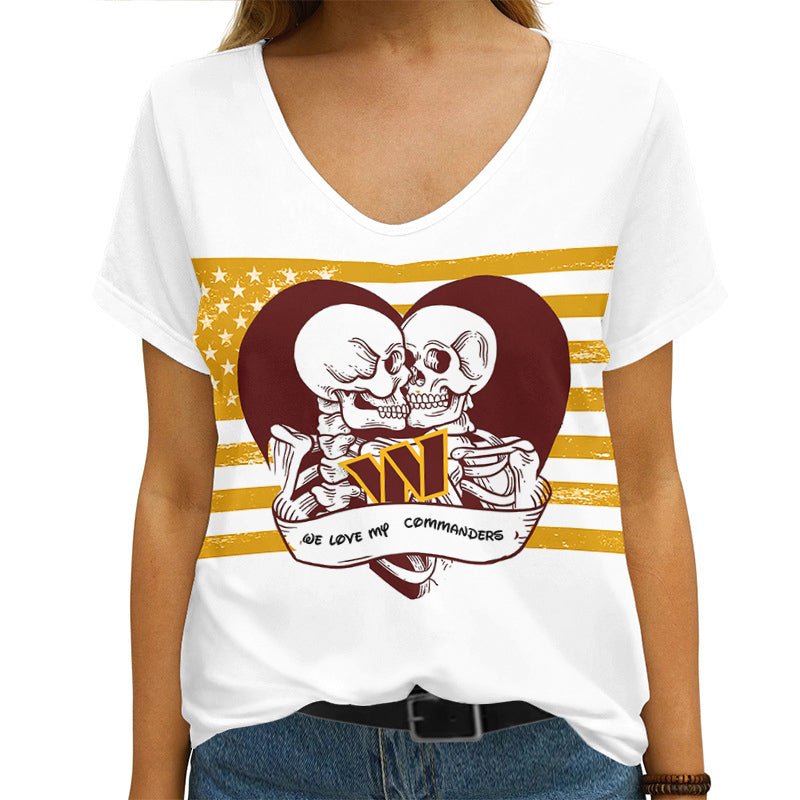 Washington Commanders V-neck Women T-shirt AGCWTS440