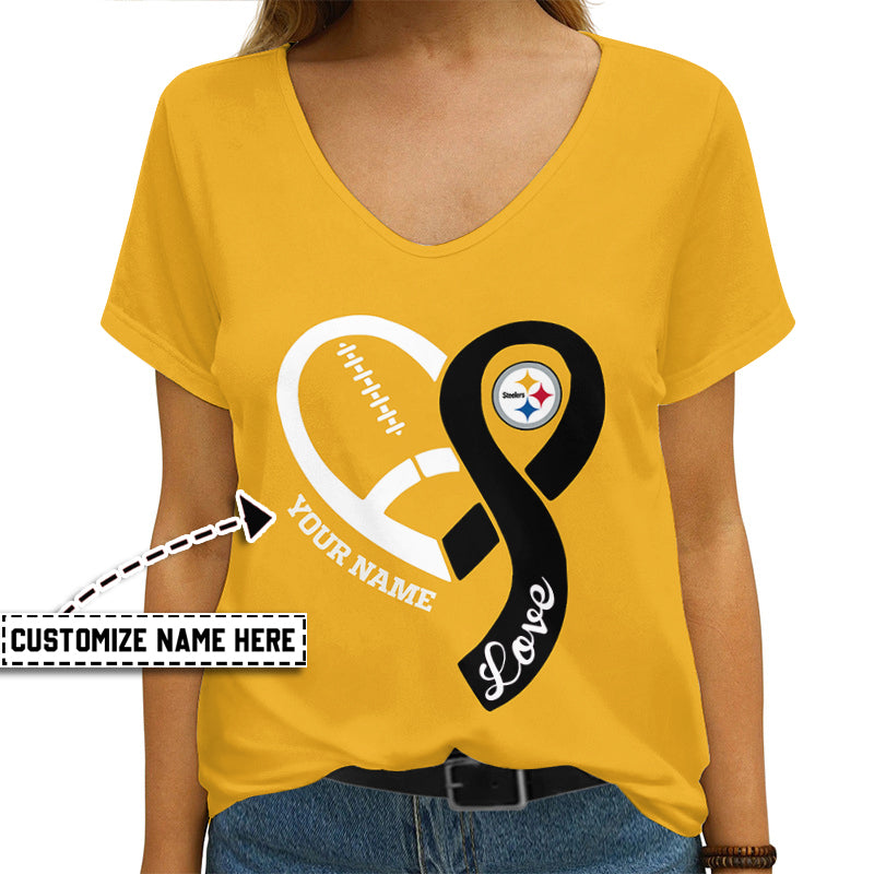 Pittsburgh Steelers Personalized V-neck Women T-shirt AGCWTS530