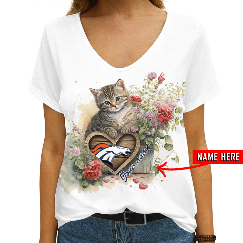 Denver Broncos Personalized V-neck Women T-shirt AGCWTS579