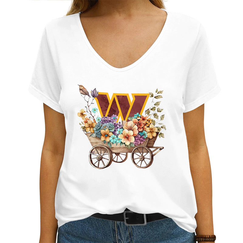 Washington Commanders V-neck Women T-shirt AGCWTS584