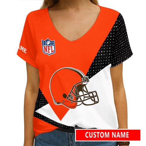 Cleveland Browns Personalized V-neck Women T-shirt AGCWTS602