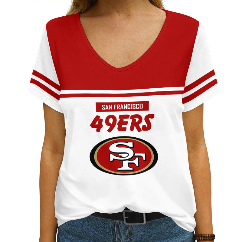 San Francisco 49ers V-neck Women T-shirt AGCWTS635
