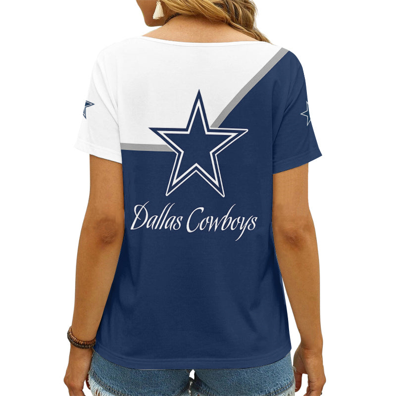 Dallas Cowboys Summer Women V Neck T-Shirt Custom Design AGCWTS713