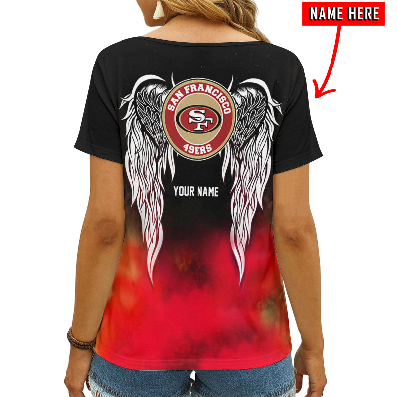 San Francisco 49ers Summer Women V Neck T-Shirt Custom Design AGCWTS716