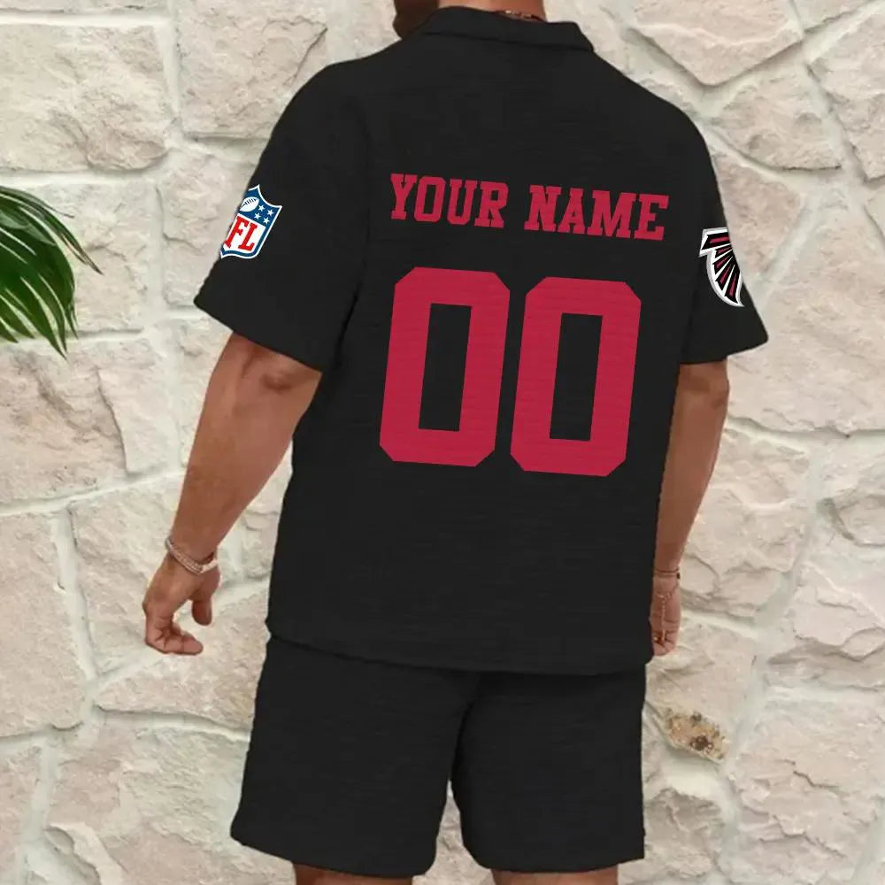 Atlanta Falcons Men’s Waffle Pattern Half Zipper Shirt And Shorts AZBT2DWSS000010