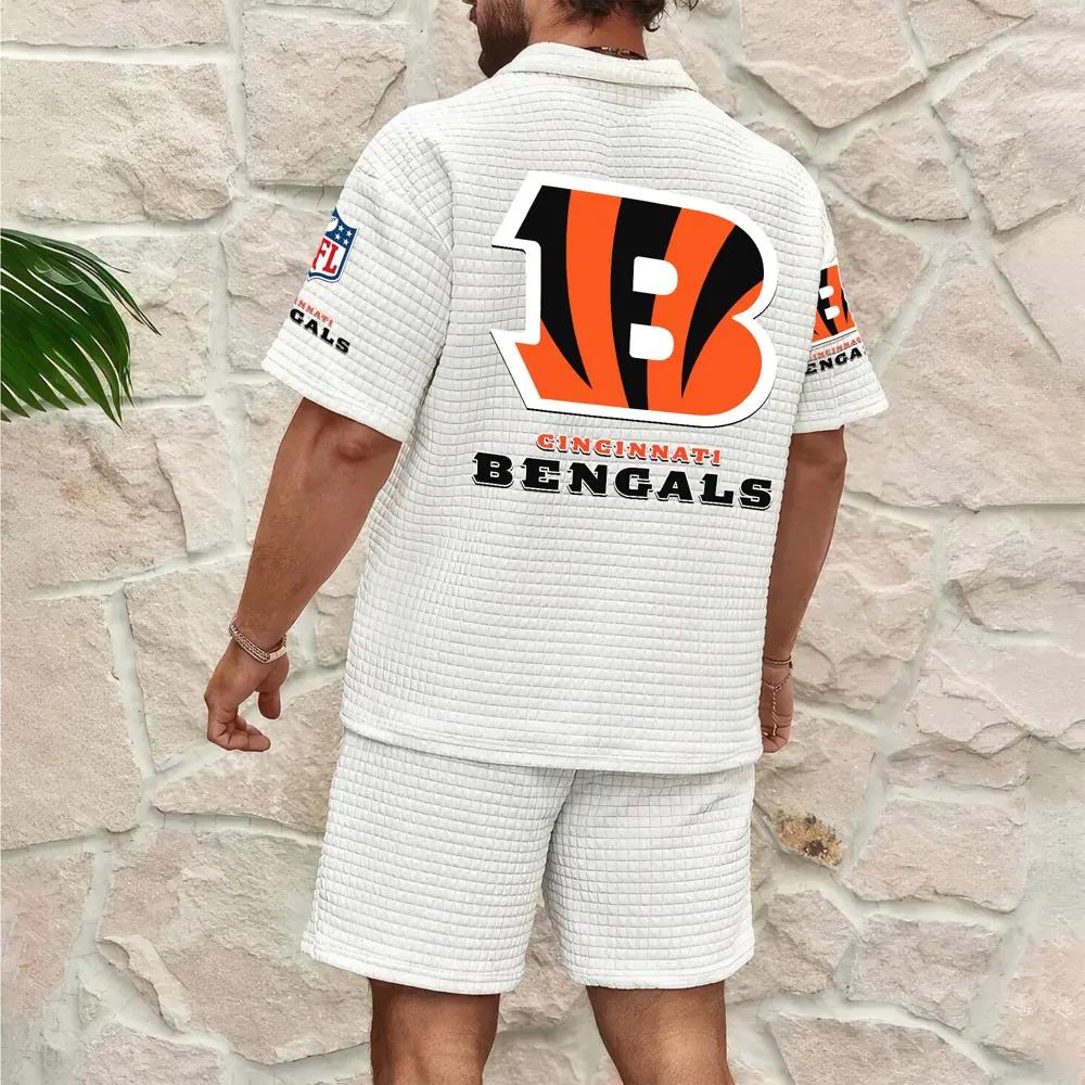 Cincinnati Bengals Men’s Waffle Pattern Half Zipper Shirt And Shorts AZBT2DWSS000042