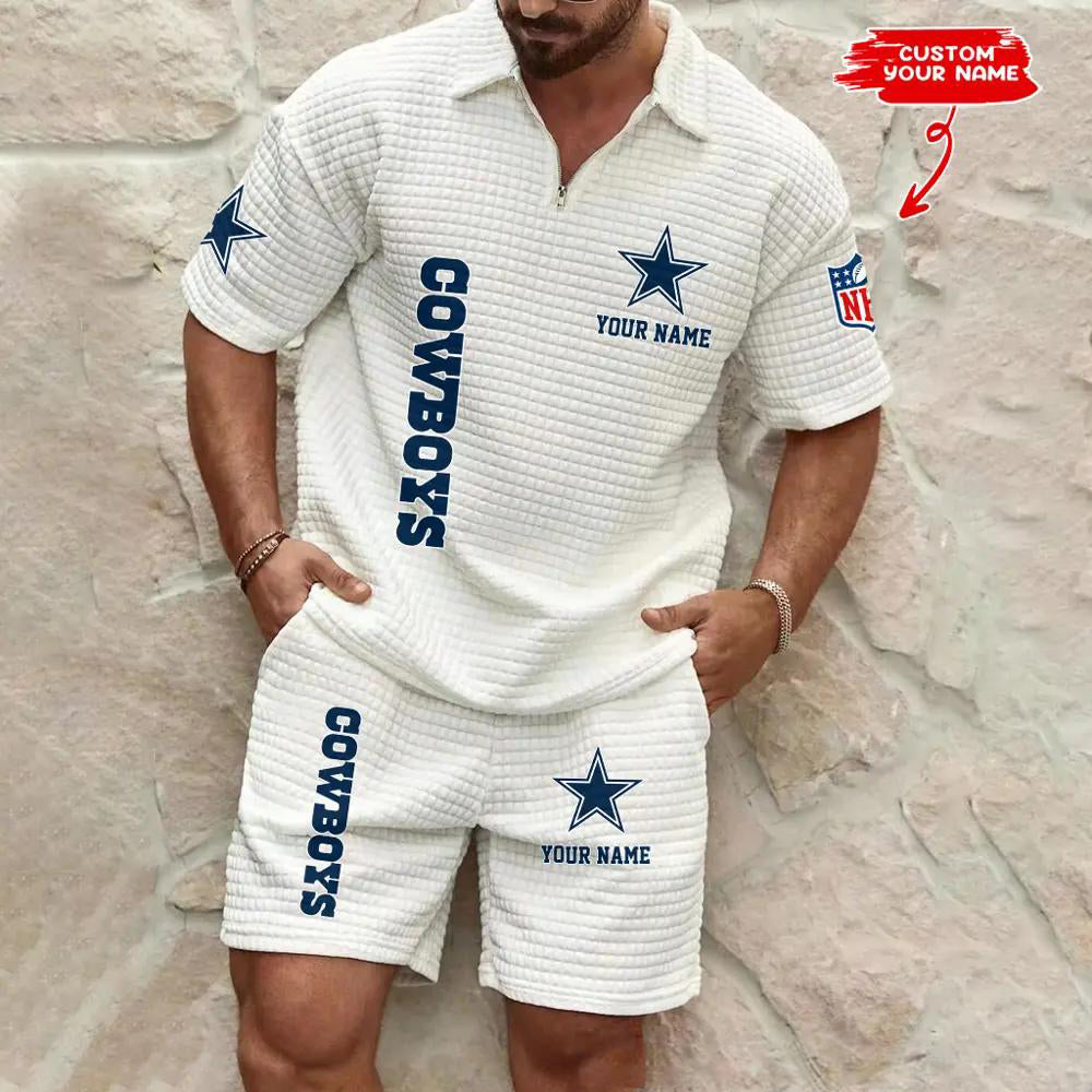 Dallas Cowboys Men’s Waffle Pattern Half Zipper Shirt And Shorts AZBT2DWSS000057