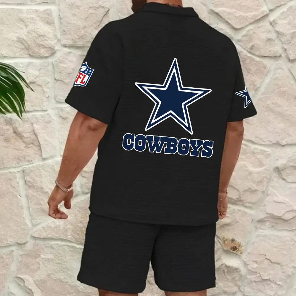 Dallas Cowboys Men’s Waffle Pattern Half Zipper Shirt And Shorts AZBT2DWSS000058