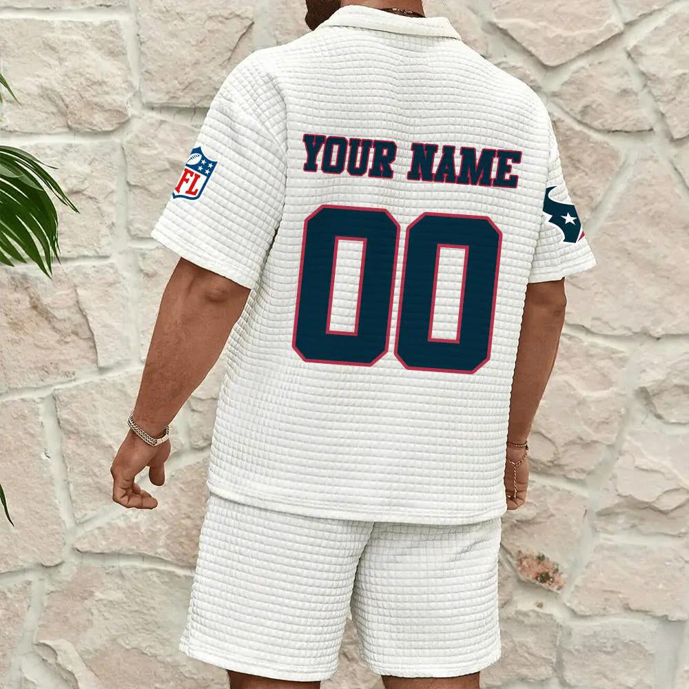 Houston Texans Men’s Waffle Pattern Half Zipper Shirt And Shorts AZBT2DWSS000085