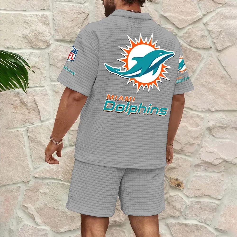 Miami Dolphins Men’s Waffle Pattern Half Zipper Shirt And Shorts AZBT2DWSS000118