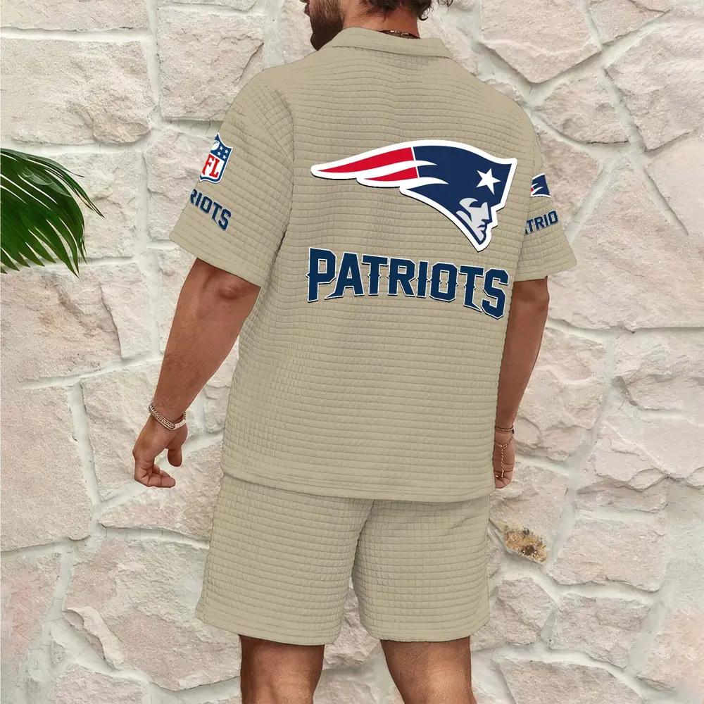 New England Patriots Men’s Waffle Pattern Half Zipper Shirt And Shorts AZBT2DWSS000133