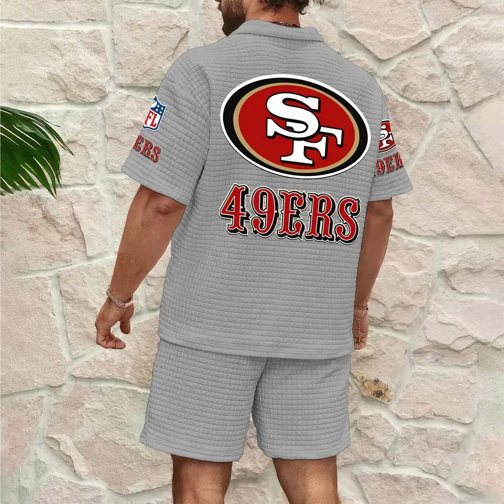 San Francisco 49ers Men’s Waffle Pattern Half Zipper Shirt And Shorts AZBT2DWSS000172
