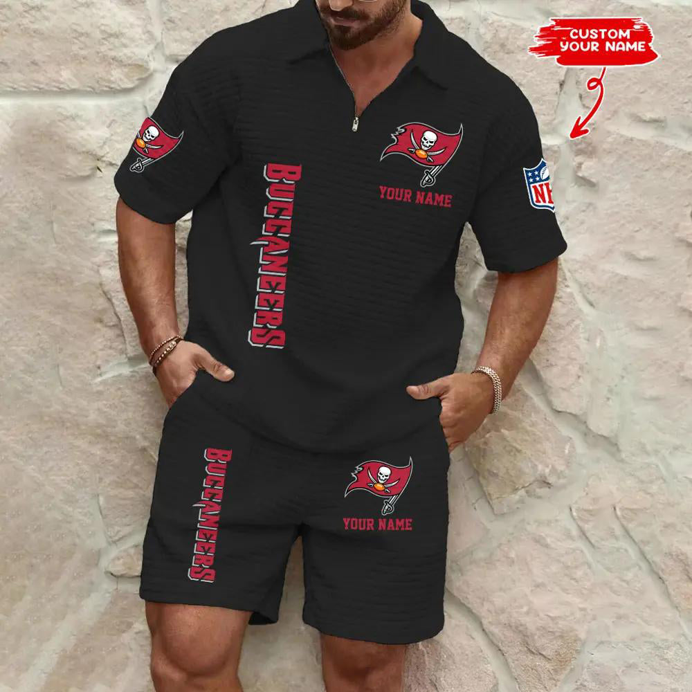 Tampa Bay Buccaneers Men’s Waffle Pattern Half Zipper Shirt And Shorts AZBT2DWSS000184