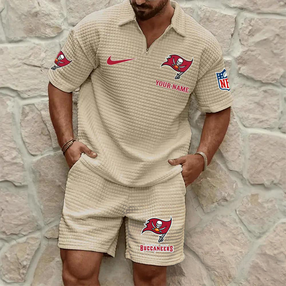 Tampa Bay Buccaneers Men’s Waffle Pattern Half Zipper Shirt And Shorts AZBT2DWSS000185