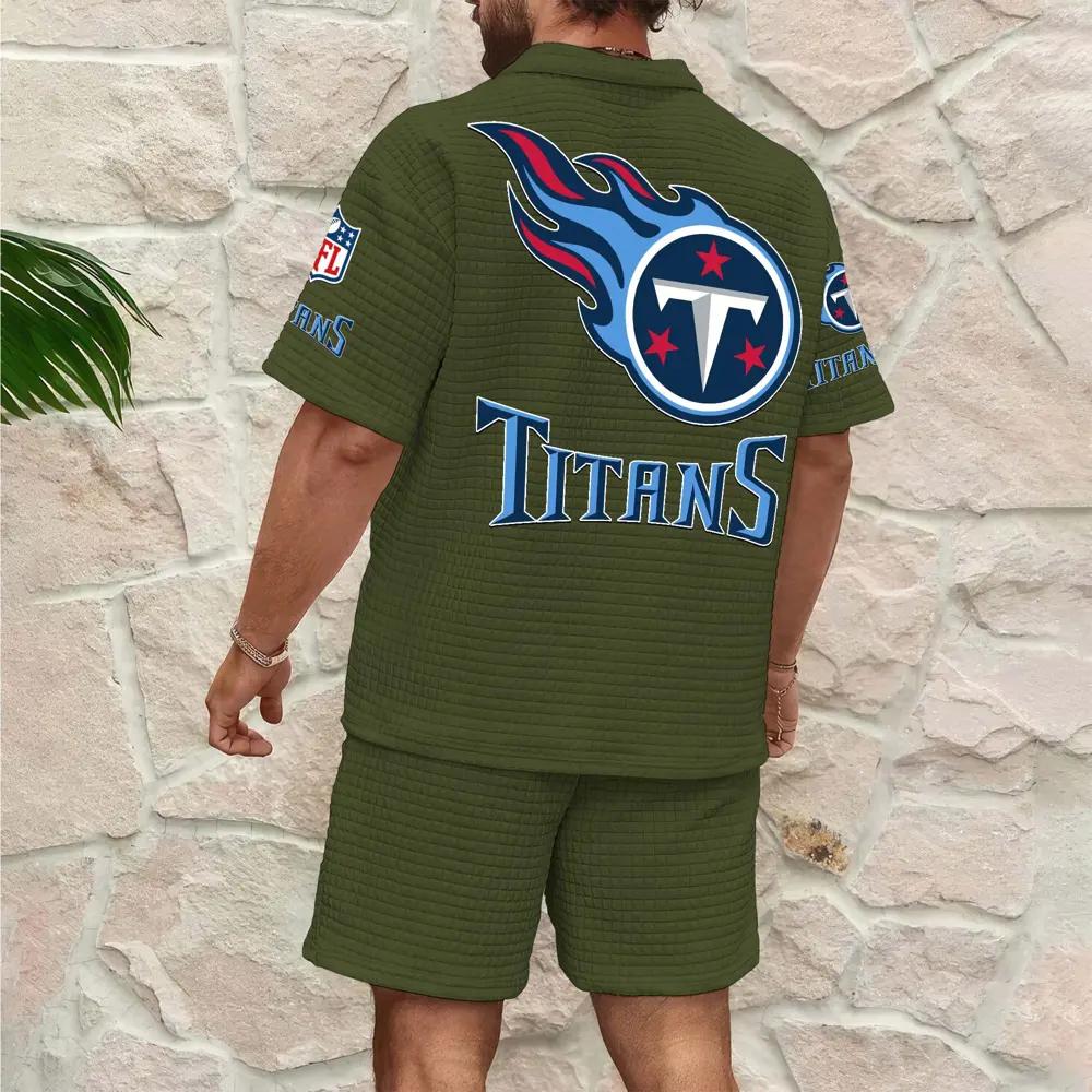 Tennessee Titans Men’s Waffle Pattern Half Zipper Shirt And Shorts AZBT2DWSS000188