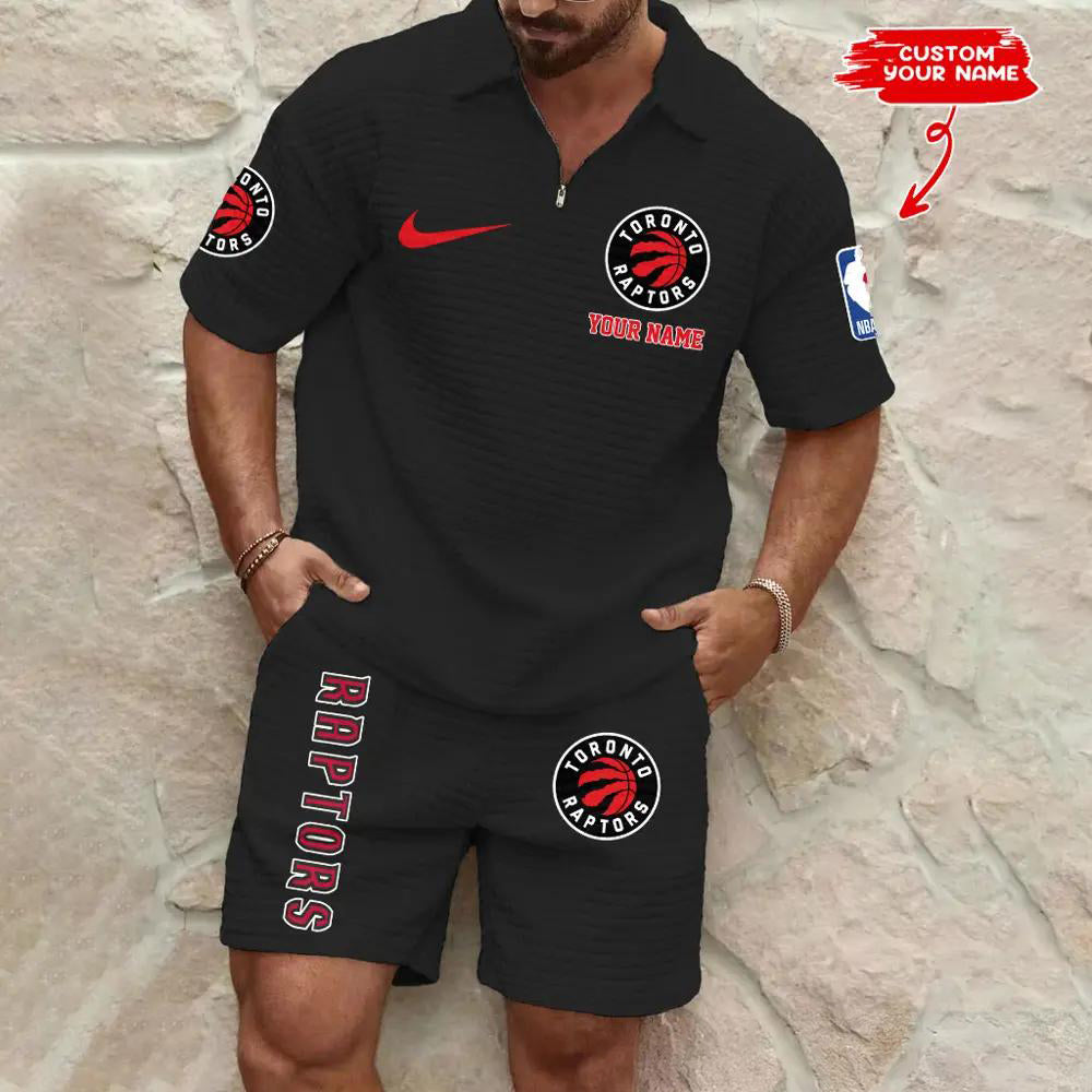 Toronto Raptors Men’s Waffle Pattern Half Zipper Shirt And Shorts AZBT2DWSS000193