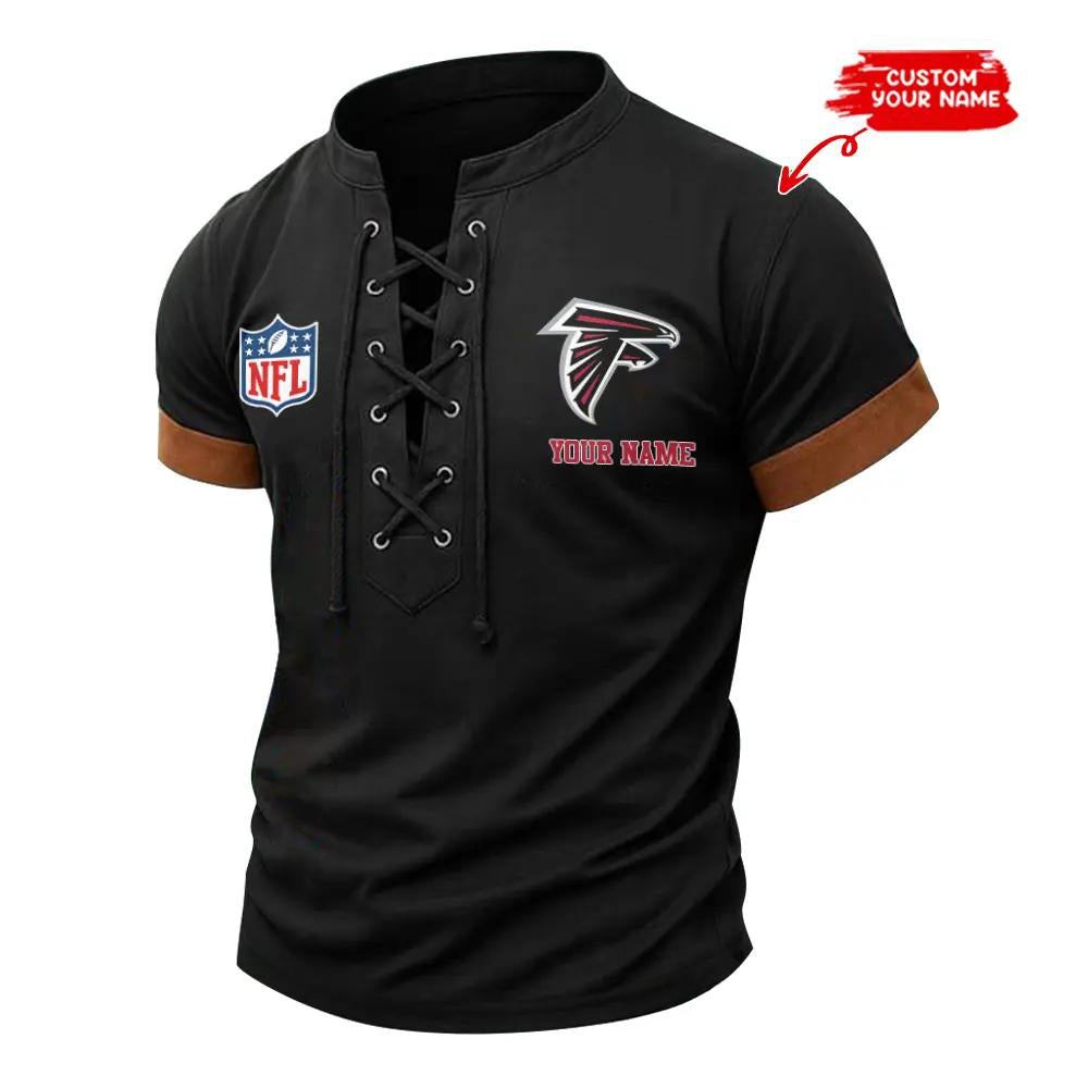 Atlanta Falcons Retro Lace-up Short Sleeve T-shirt New Trending 2025 AZBTLUTS000043