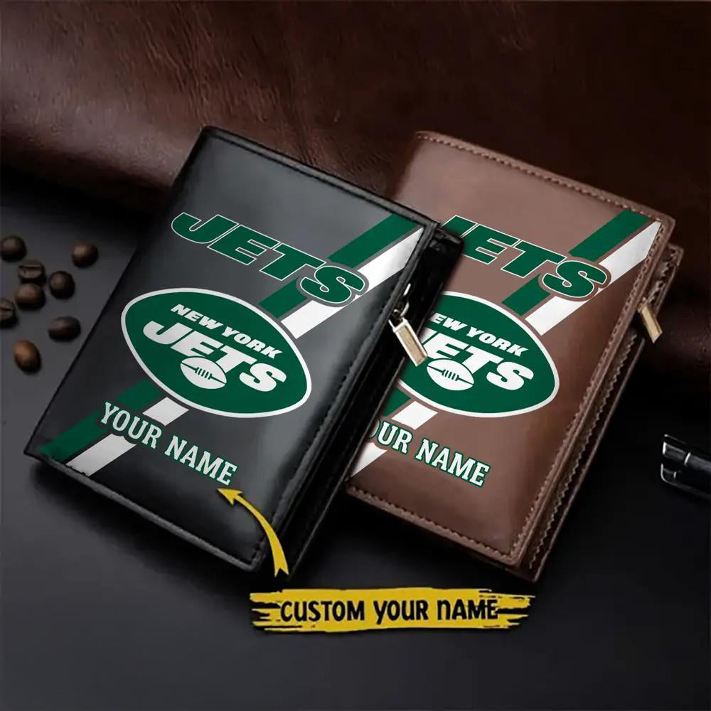 New York Jets Men’s Slim Vertical Leather Wallet Trending 2025 AZBTSVLW000009