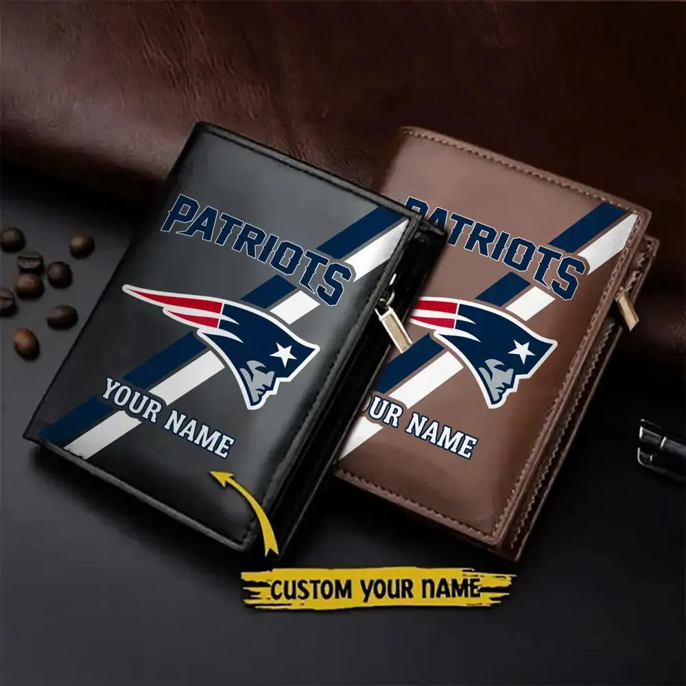 New England Patriots Men’s Slim Vertical Leather Wallet Trending 2025 AZBTSVLW000012