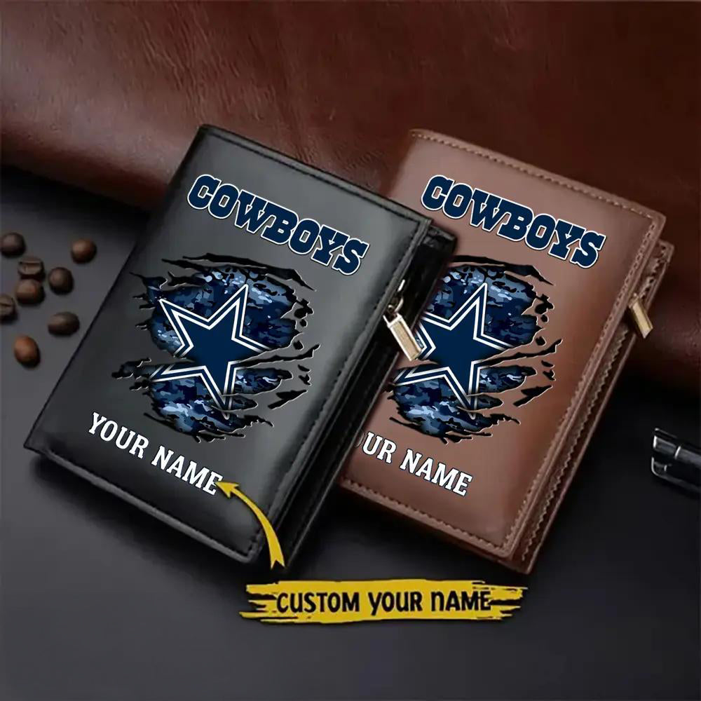 Dallas Cowboys Men’s Slim Vertical Leather Wallet Trending 2025 AZBTSVLW000033