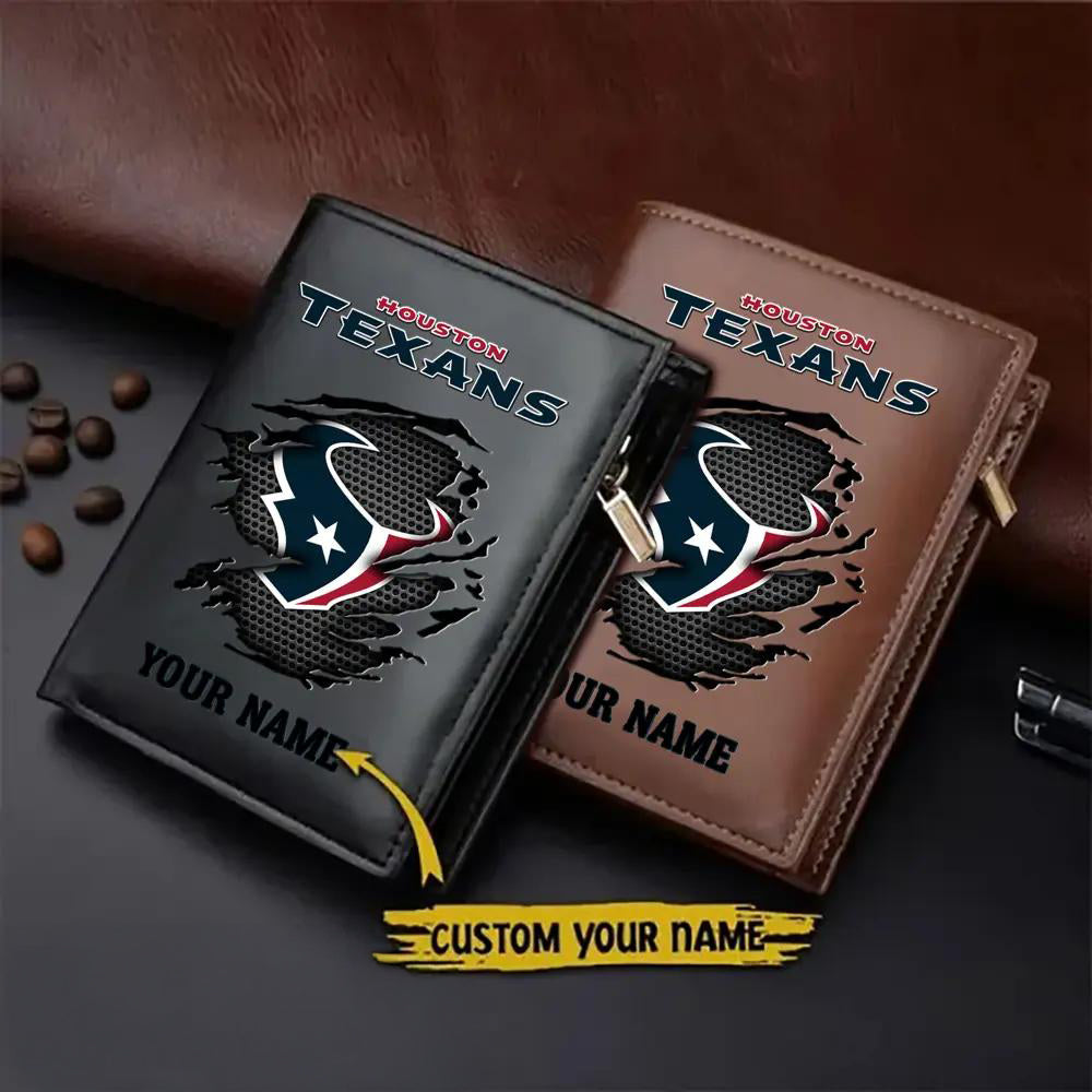 Houston Texans Men’s Slim Vertical Leather Wallet Trending 2025 AZBTSVLW000047