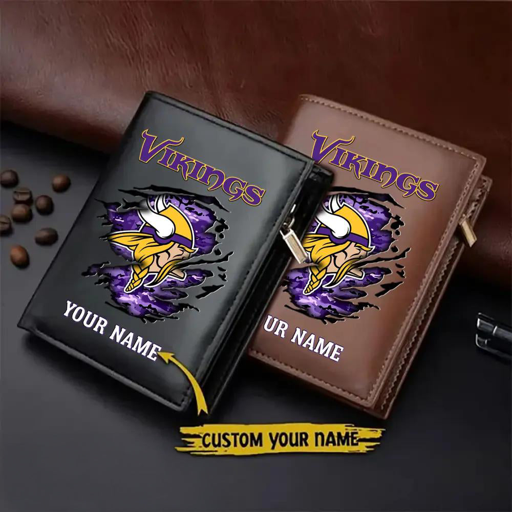 Minnesota Vikings Men’s Slim Vertical Leather Wallet Trending 2025 AZBTSVLW000100