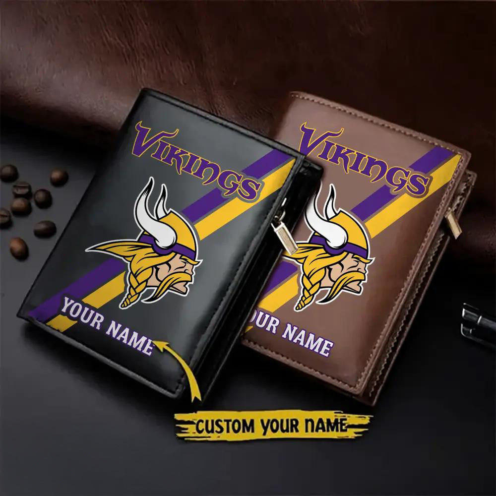 Minnesota Vikings Men’s Slim Vertical Leather Wallet Trending 2025 AZBTSVLW000105