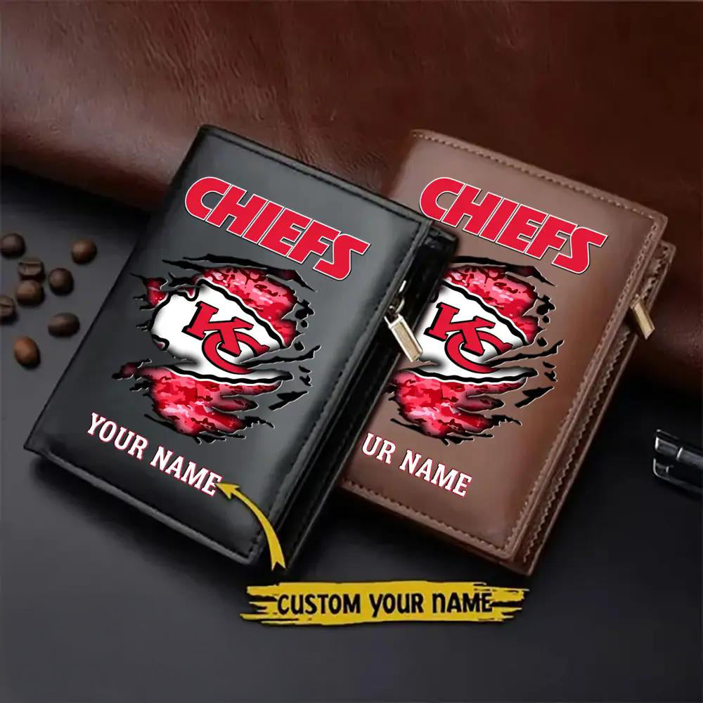 Kansas City Chiefs Men’s Slim Vertical Leather Wallet Trending 2025 AZBTSVLW000119