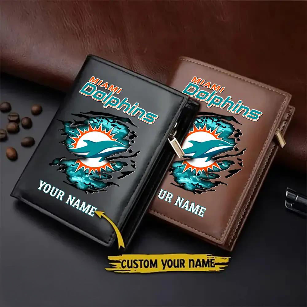 Miami Dolphins Men’s Slim Vertical Leather Wallet Trending 2025 AZBTSVLW000181