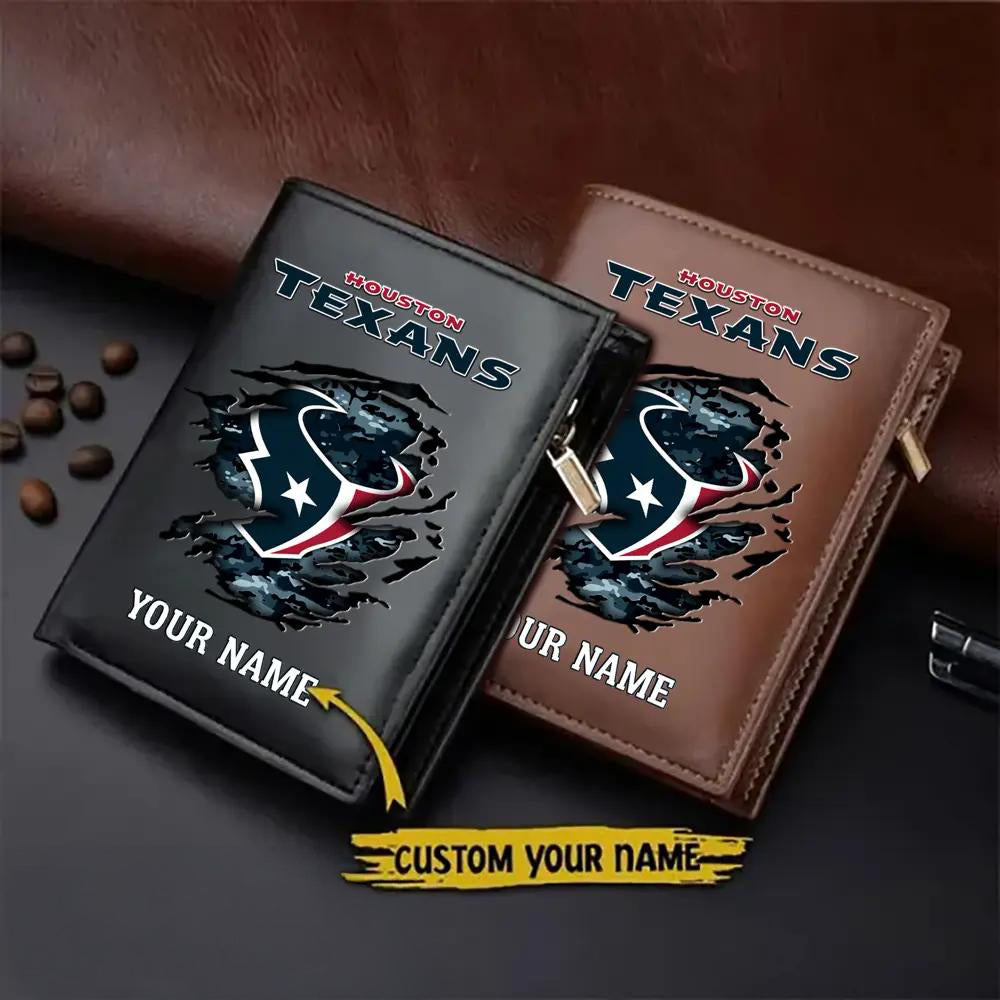 Houston Texans Men’s Slim Vertical Leather Wallet Trending 2025 AZBTSVLW000182