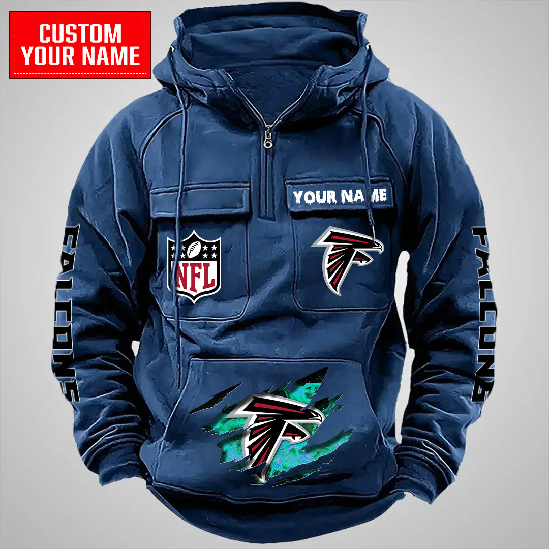 Atlanta Falcons Halloween Collection Multi-Pockets Zip Hoodie AZCAMZHD000034