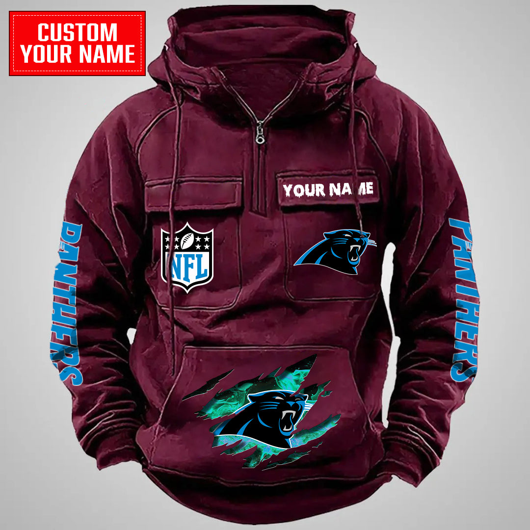 Carolina Panthers Halloween Collection Multi-Pockets Zip Hoodie AZCAMZHD000035