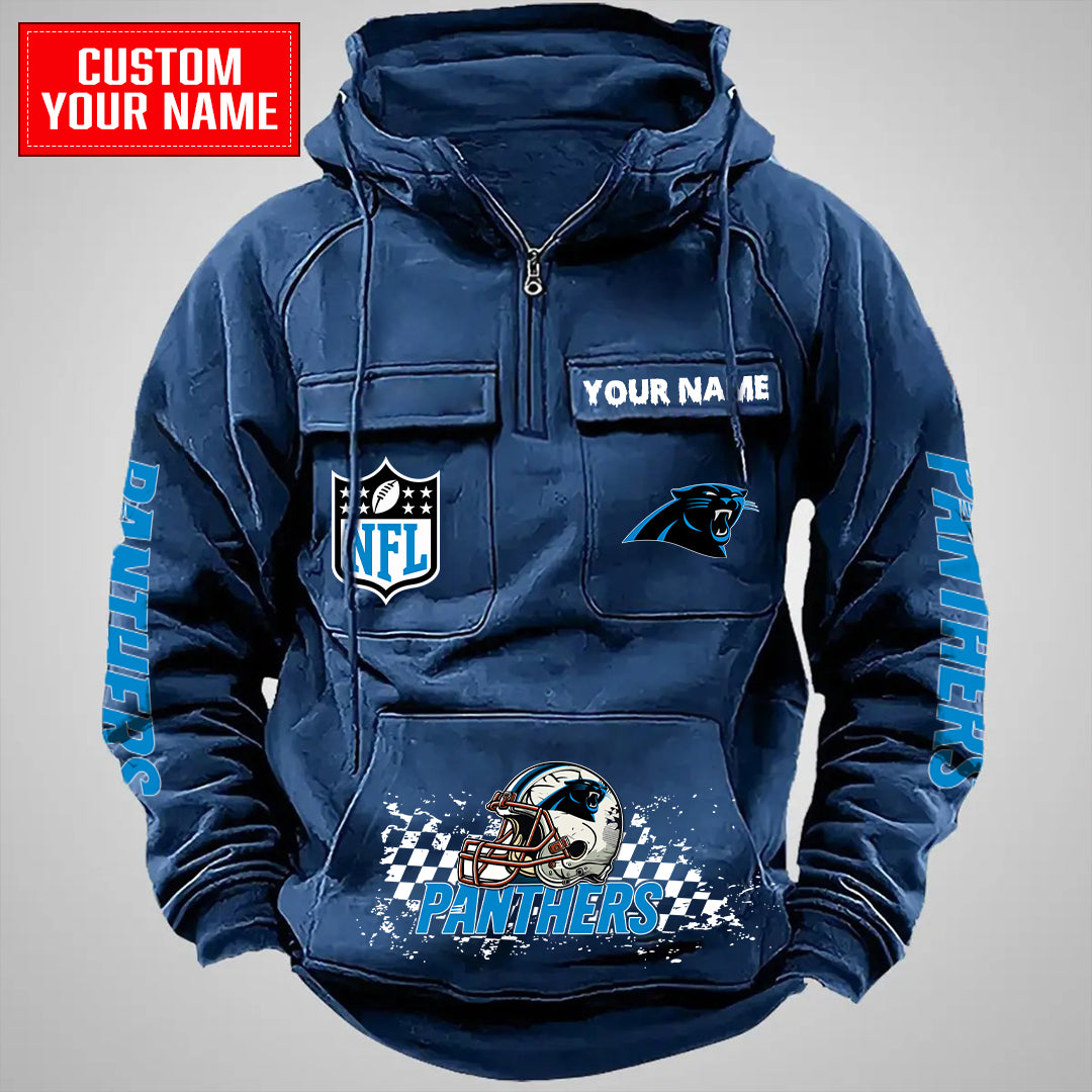 Carolina Panthers Halloween Collection Multi-Pockets Zip Hoodie AZCAMZHD000003