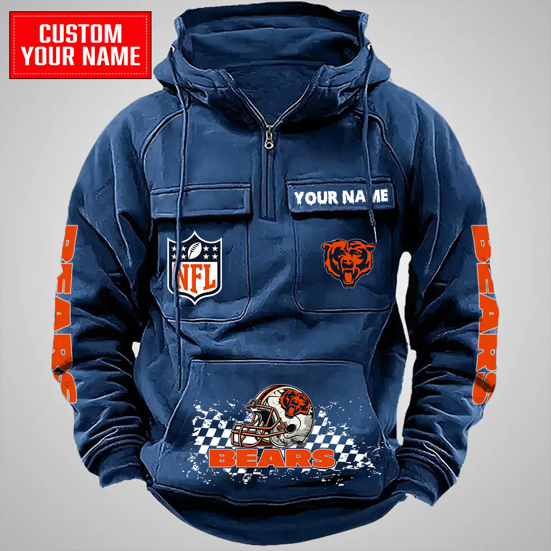 Chicago Bears Halloween Collection Multi-Pockets Zip Hoodie AZCAMZHD000004