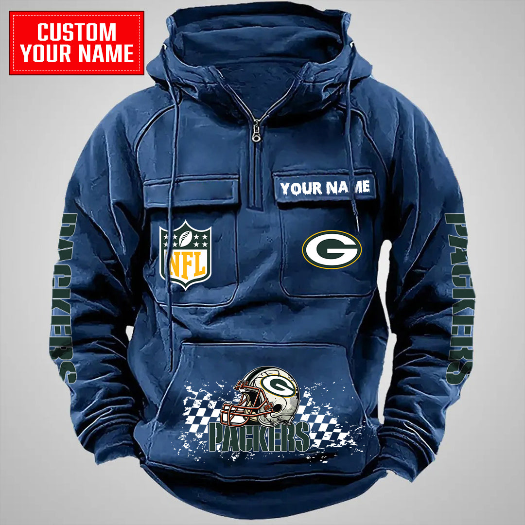 Green Bay Packers Halloween Collection Multi-Pockets Zip Hoodie AZCAMZHD000007