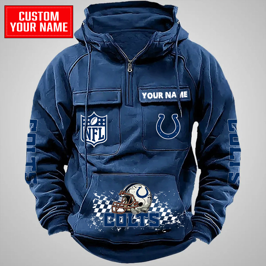 Indianapolis Colts Halloween Collection Multi-Pockets Zip Hoodie AZCAMZHD000023