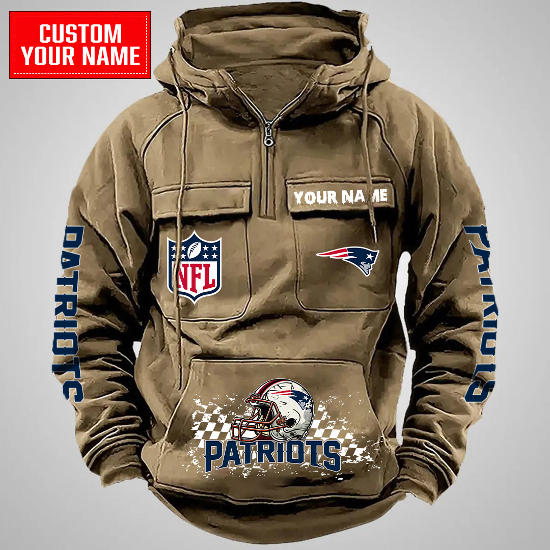 New England Patriots Halloween Collection Multi-Pockets Zip Hoodie AZCAMZHD000029