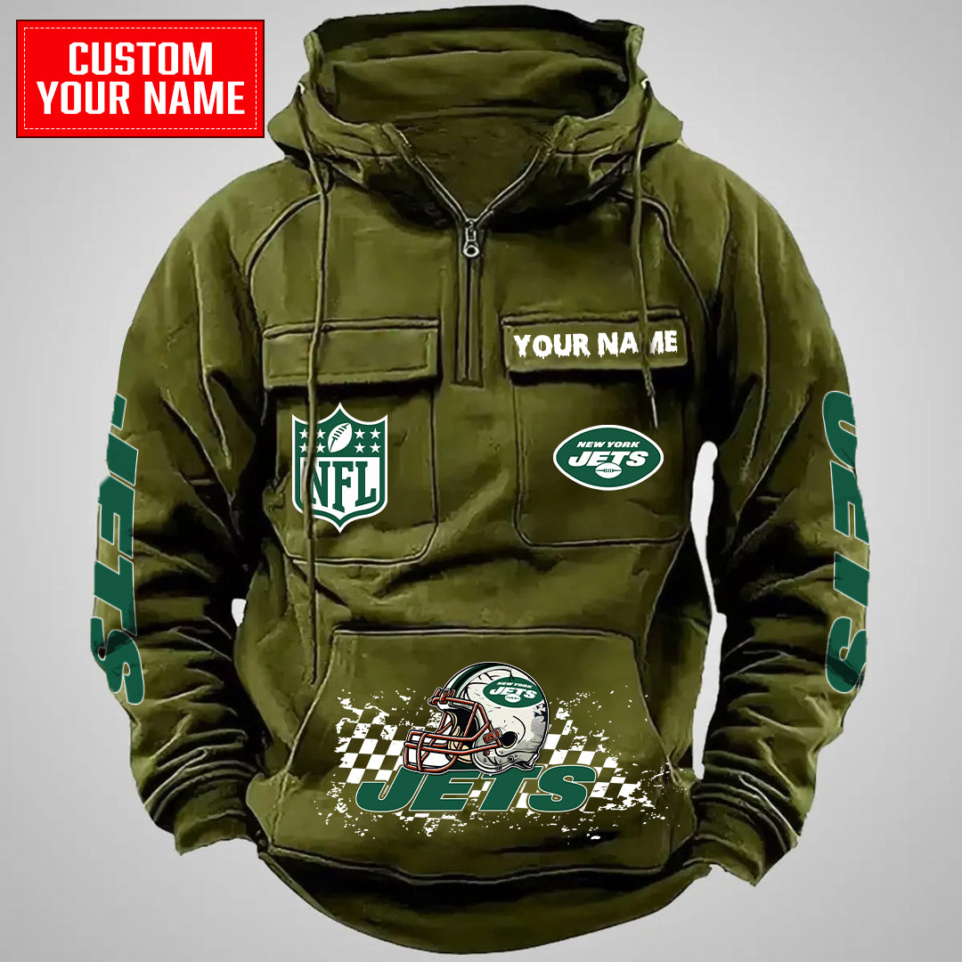 New York Jets Halloween Collection Multi-Pockets Zip Hoodie AZCAMZHD000030