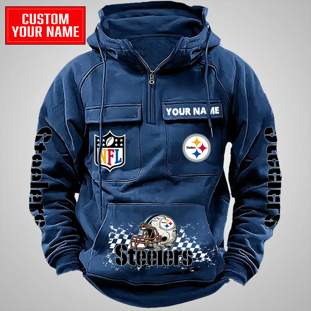 Pittsburgh Steelers Halloween Collection Multi-Pockets Zip Hoodie AZCAMZHD000031