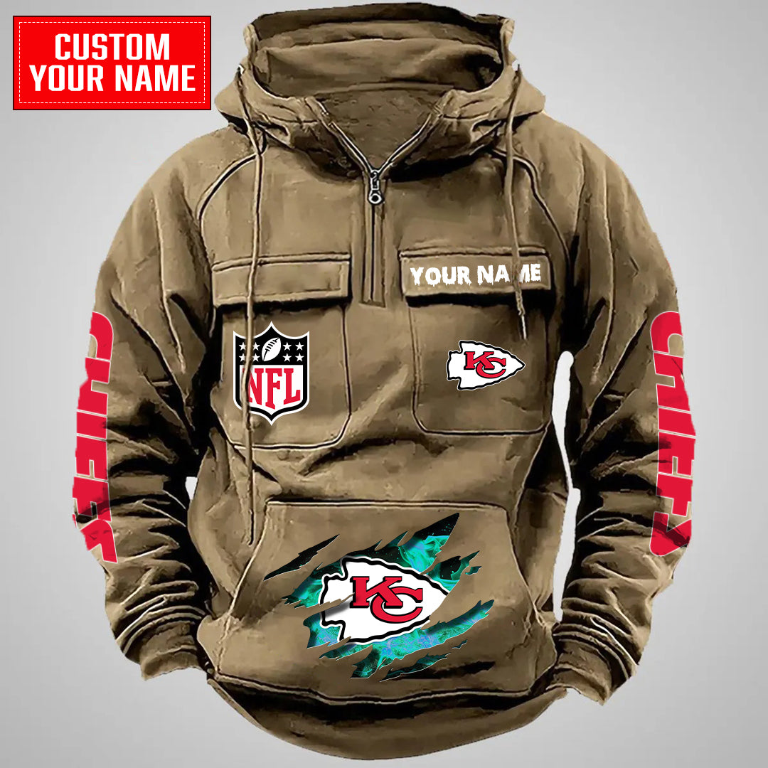 Kansas City Chiefs Halloween Collection Multi-Pockets Zip Hoodie AZCAMZHD000057