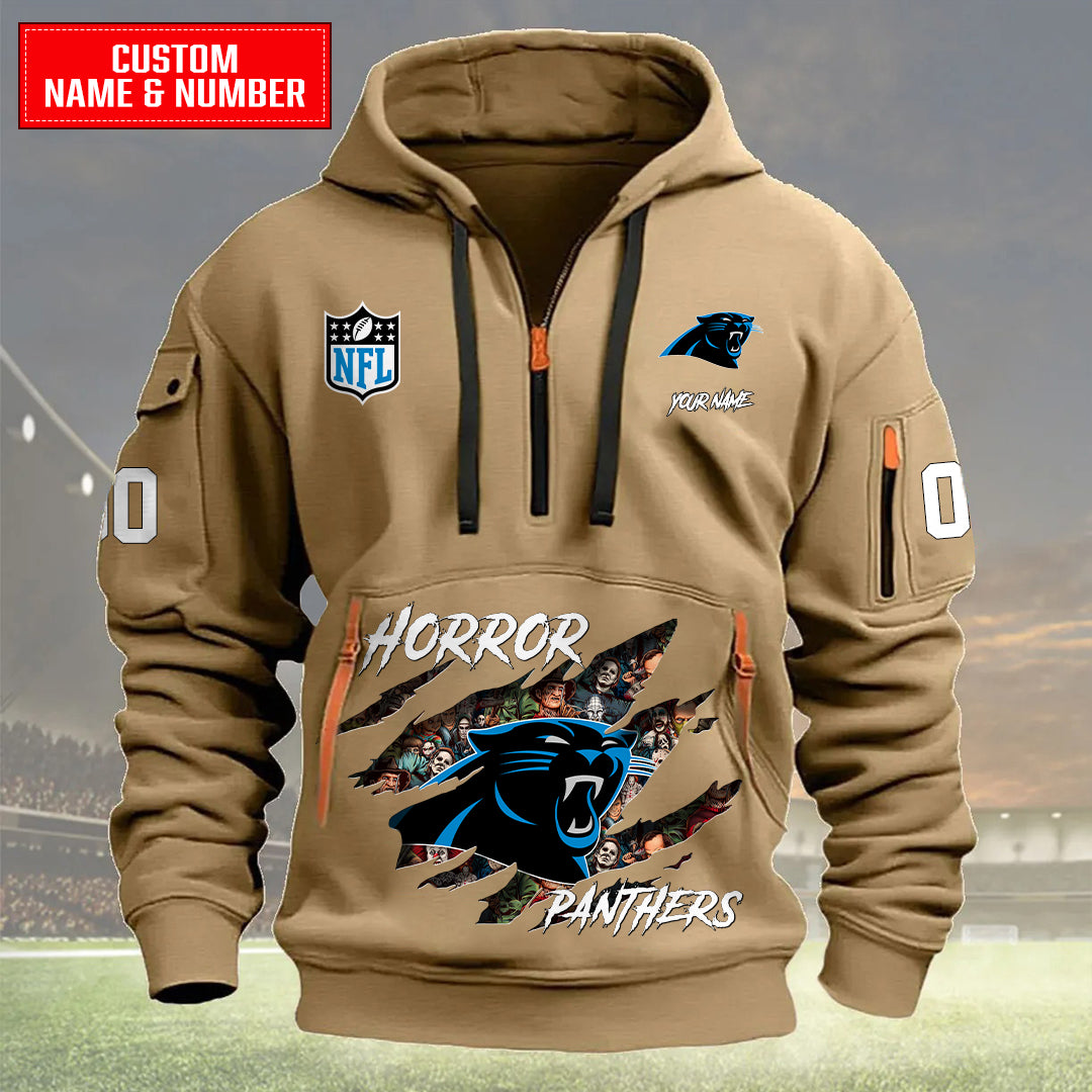 Carolina Panthers Halloween Horror Collection Personalize Quarter Zip Hoodie AZCAQZH000003