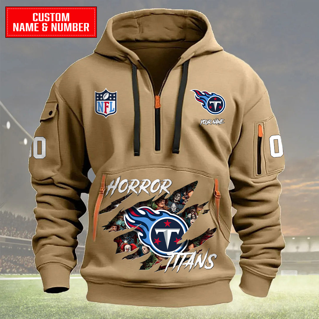 Tennessee Titans Halloween Horror Collection Personalize Quarter Zip Hoodie AZCAQZH000032