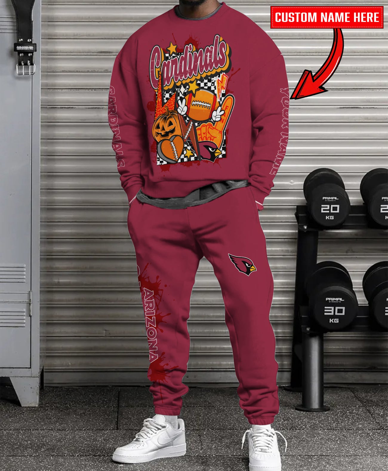 Arizona Cardinals Halloween Collection Unisex Sweatshirt And Sweatpants Set AZCASP000001Team Color