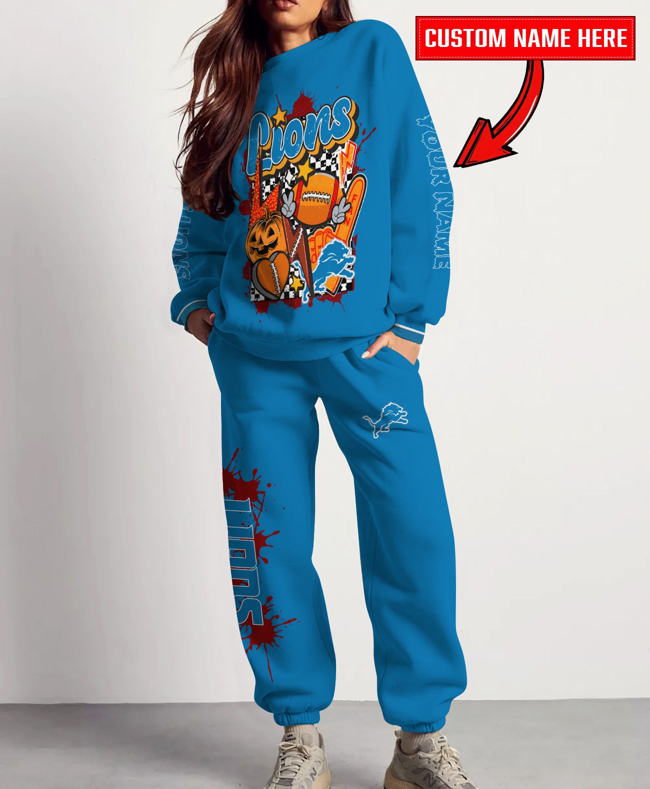 Detroit Lions Halloween Collection Unisex Sweatshirt And Sweatpants Set AZCASP000006Team Color