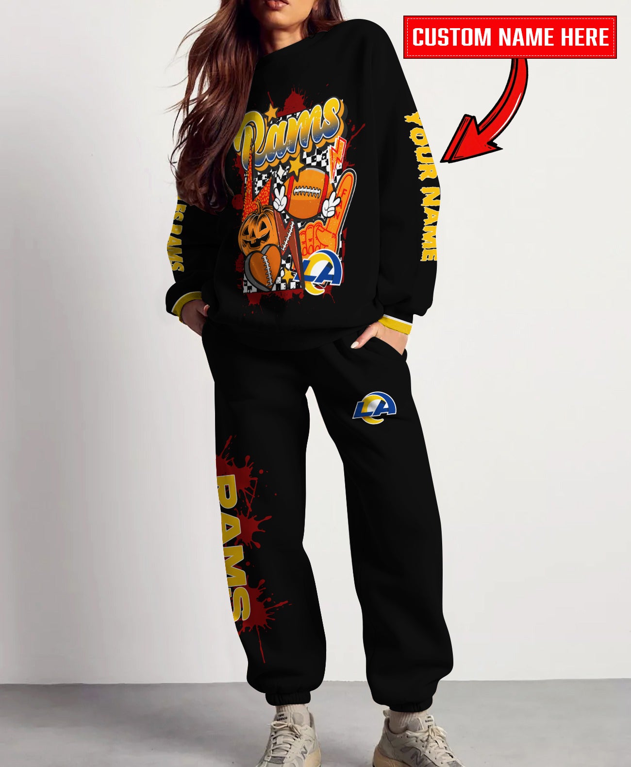 Los Angeles Rams Halloween Collection Unisex Sweatshirt And Sweatpants Set AZCASP000008Black