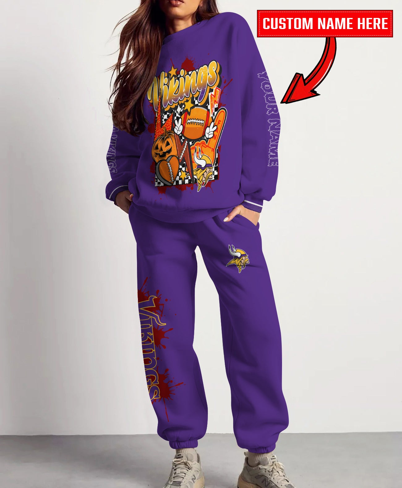 Minnesota Vikings Halloween Collection Unisex Sweatshirt And Sweatpants Set AZCASP000009Team Color