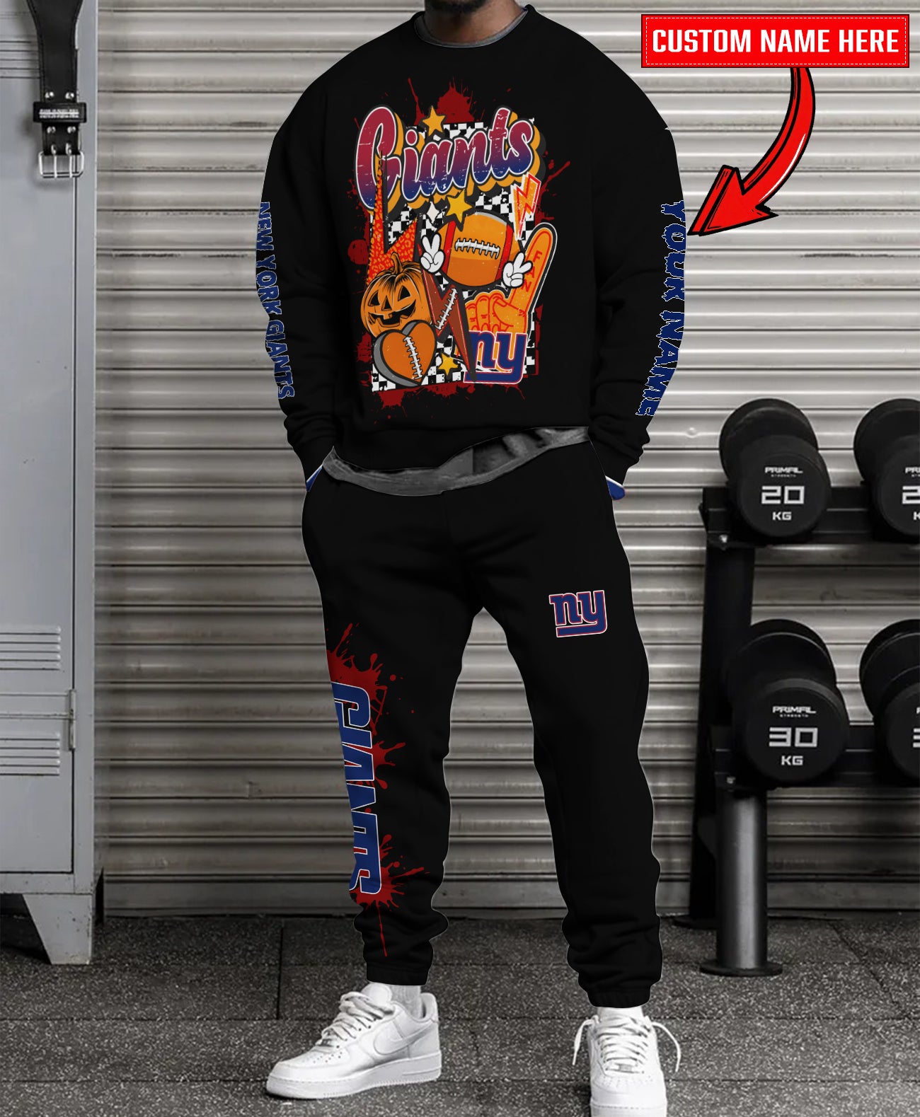 New York Giants Halloween Collection Unisex Sweatshirt And Sweatpants Set AZCASP000011Black